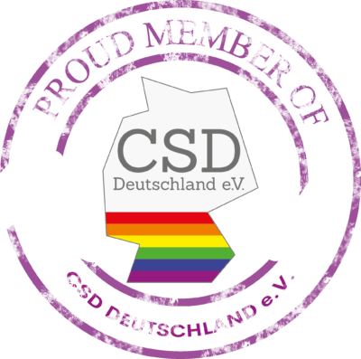 Logo des CSD Deutschland e. V. – der CSD Halle ist Mitglied im Dachverband